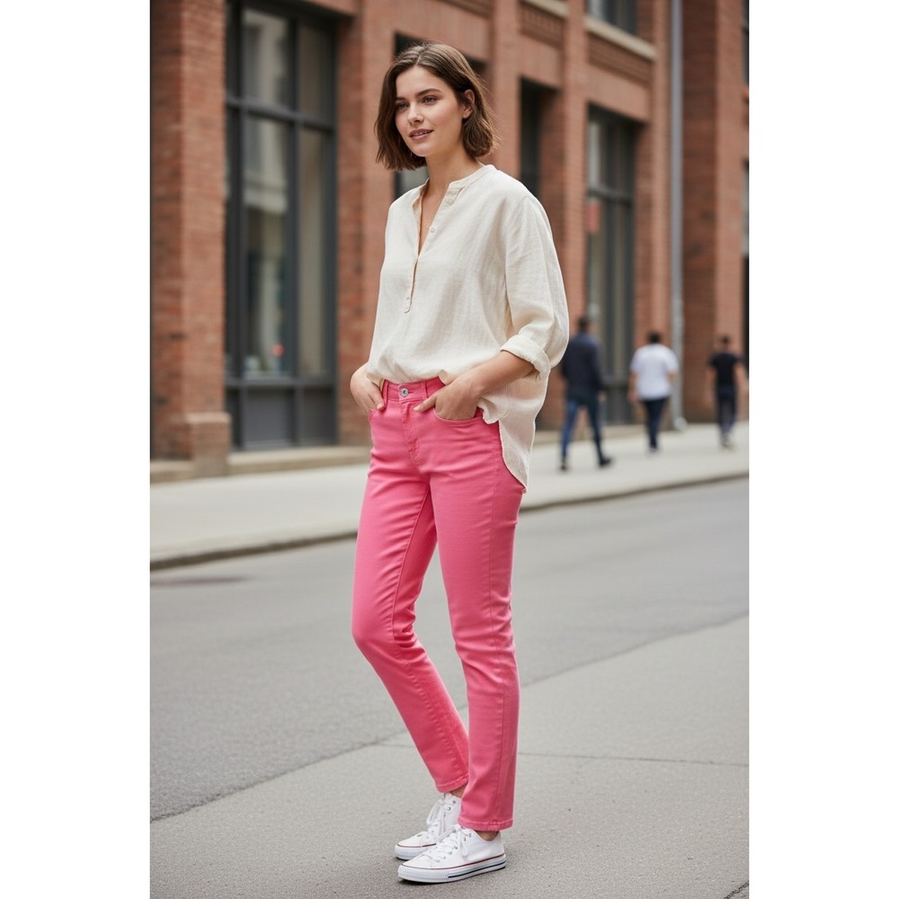 Massimo Dutti Womens Pink Skinny Fit Jeans Mid Rise Colored‎ Denim Size 10